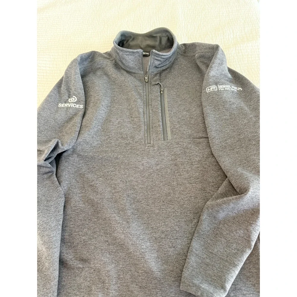 The North Face Mens XL Grey Quarter Zip Fleece Pullover Hensel Phelps Logo
